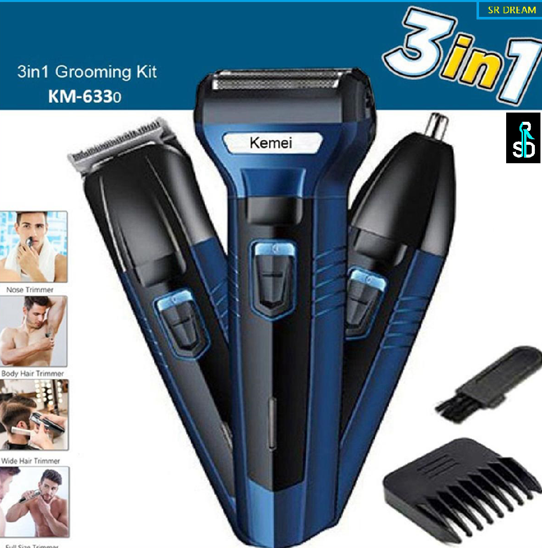 Mall Kemei KM-6330 3 in 1 Professional Hair Trimmer Super Grooming Kit Shaver Clipper Nos...